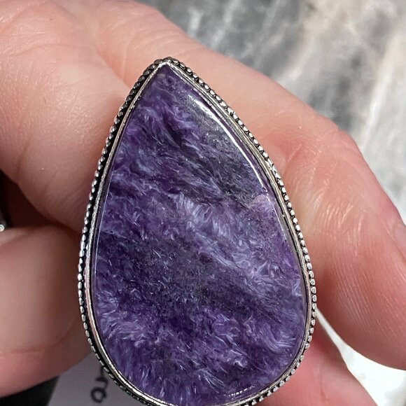 Charoite Antique Styled Ring Size 9 and a Half - Picture 6 of 7